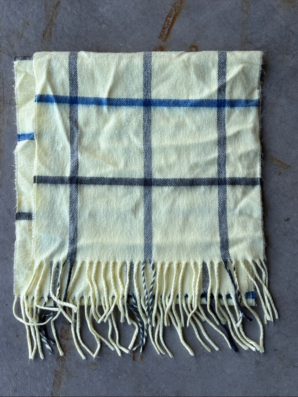 Vintage Christian Dior Monsieur Butter Yellow Scarf Made in Japan Plaid Fringe - Picture 2 of 5